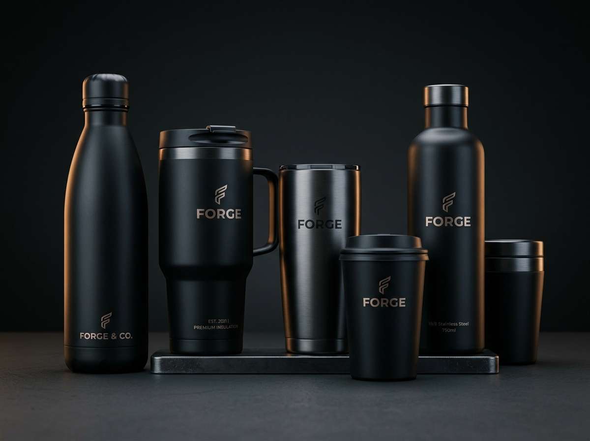 Linha de copos e garrafas personalizadas