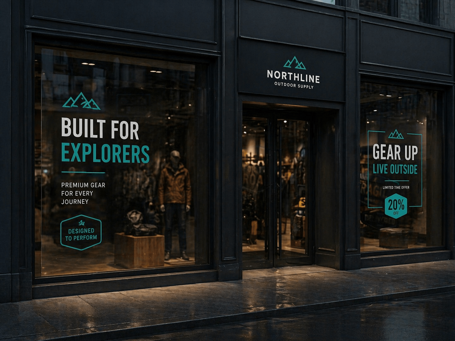 Banners e lonas em ambiente comercial